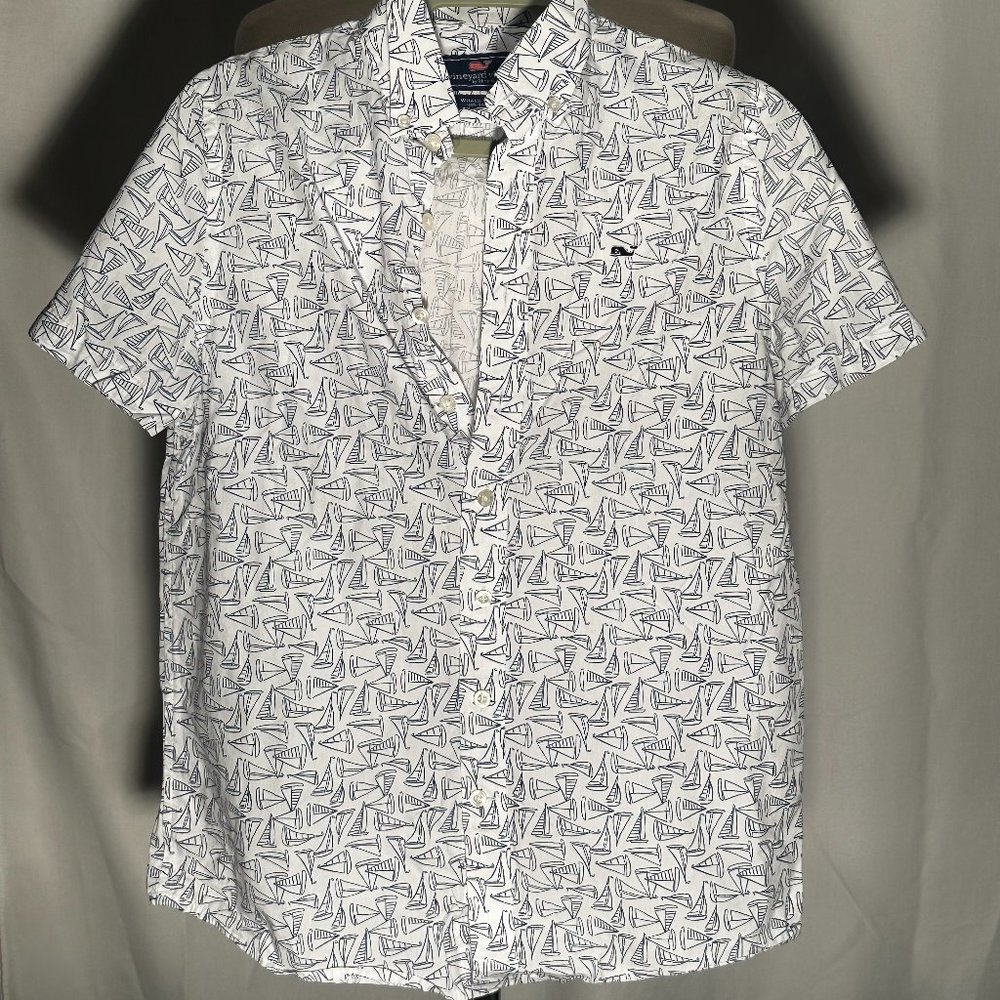 Sailboat White Vineyard Vines Whale Shirt Size L (16)
